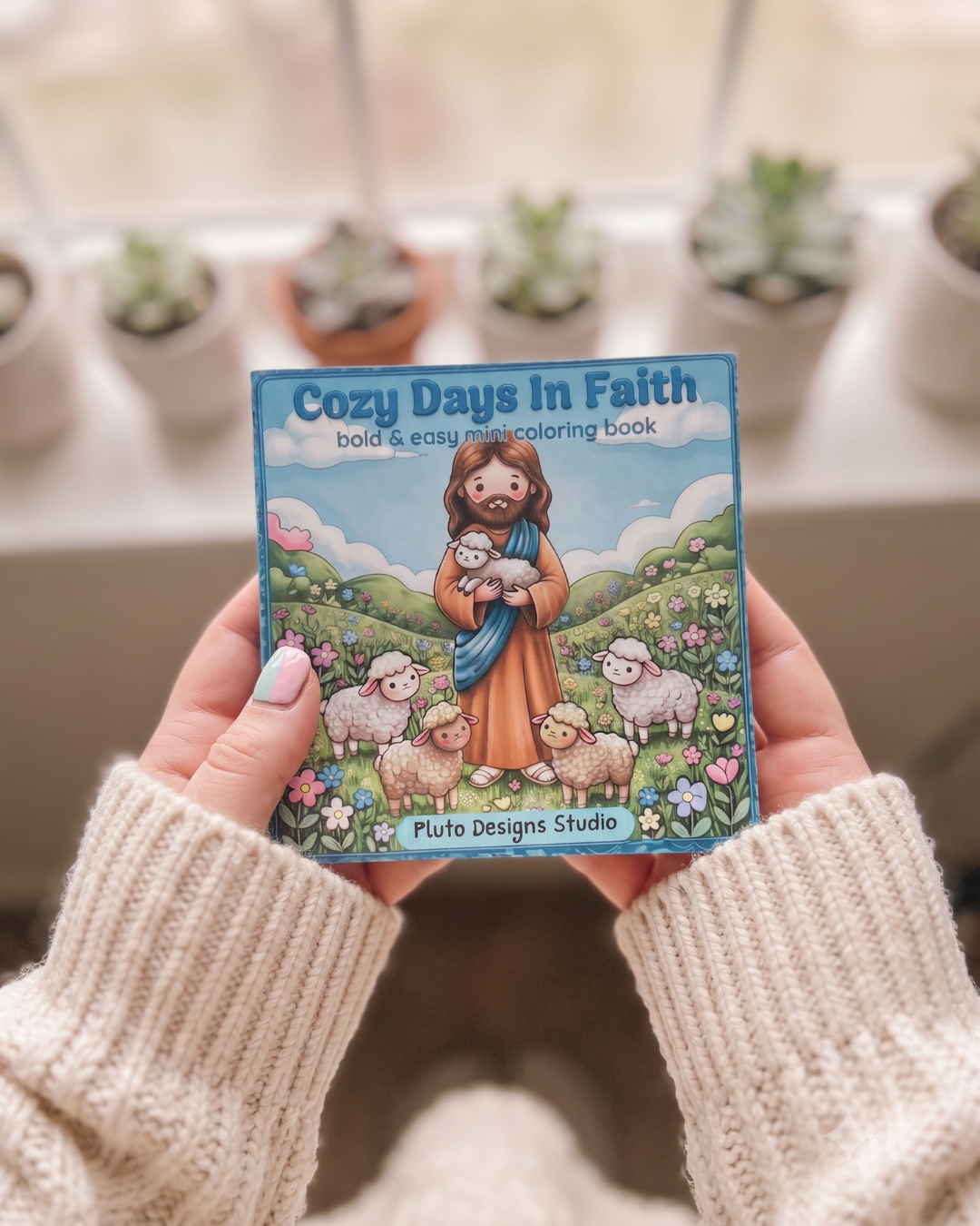 Christian Mini Coloring Book | Bold &amp; Easy Bible-Themed Coloring Book | 4x4 Inch Pocket Coloring Book
