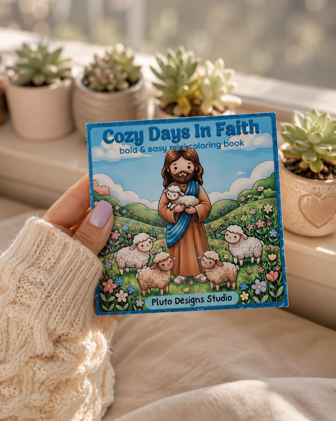 Christian Mini Coloring Book | Bold &amp; Easy Bible-Themed Coloring Book | 4x4 Inch Pocket Coloring Book