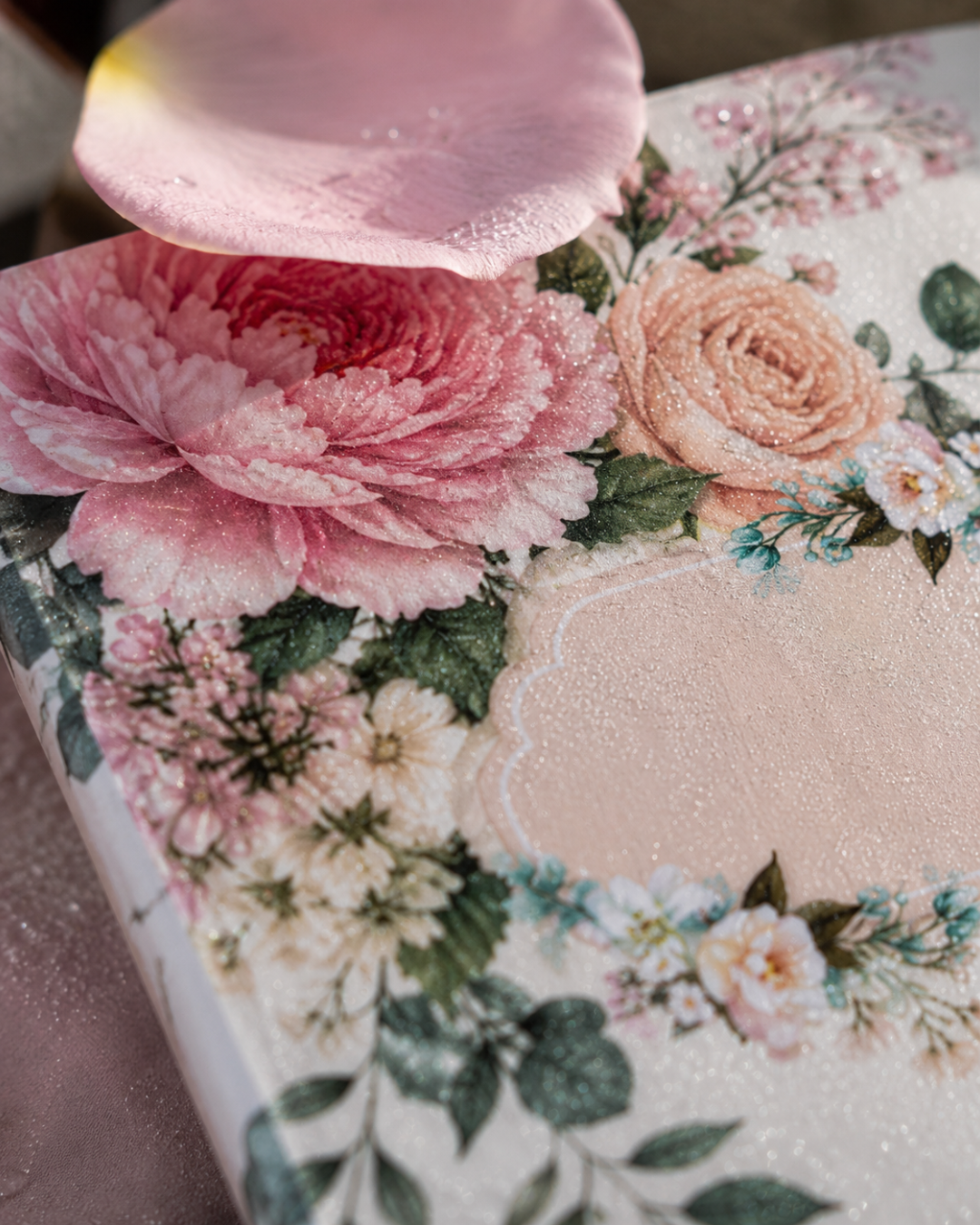Romantic Floral 2-in-1 Binder Notepad Set – Premium Hardcover Aesthetic Memo Pads | 4x6 Pretty Writing Pads with Glitter Finish