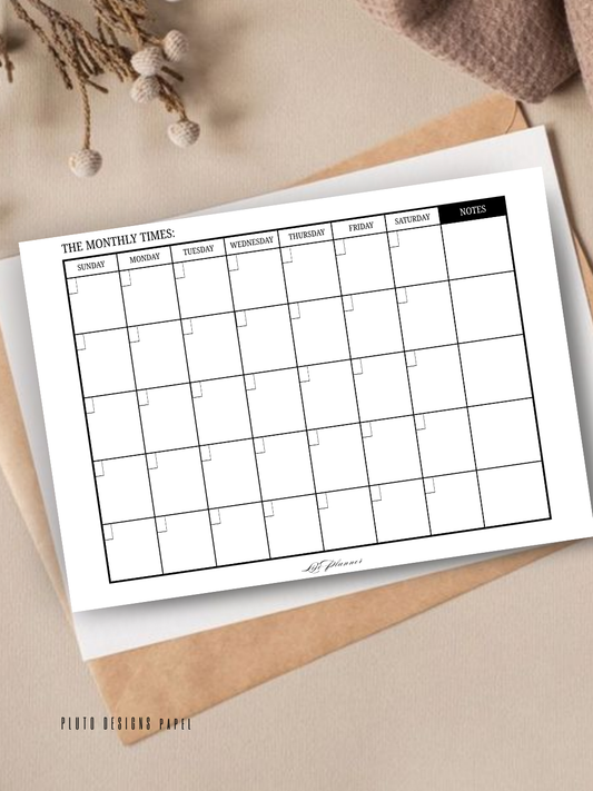 Minimalist Undated Desk Calendar