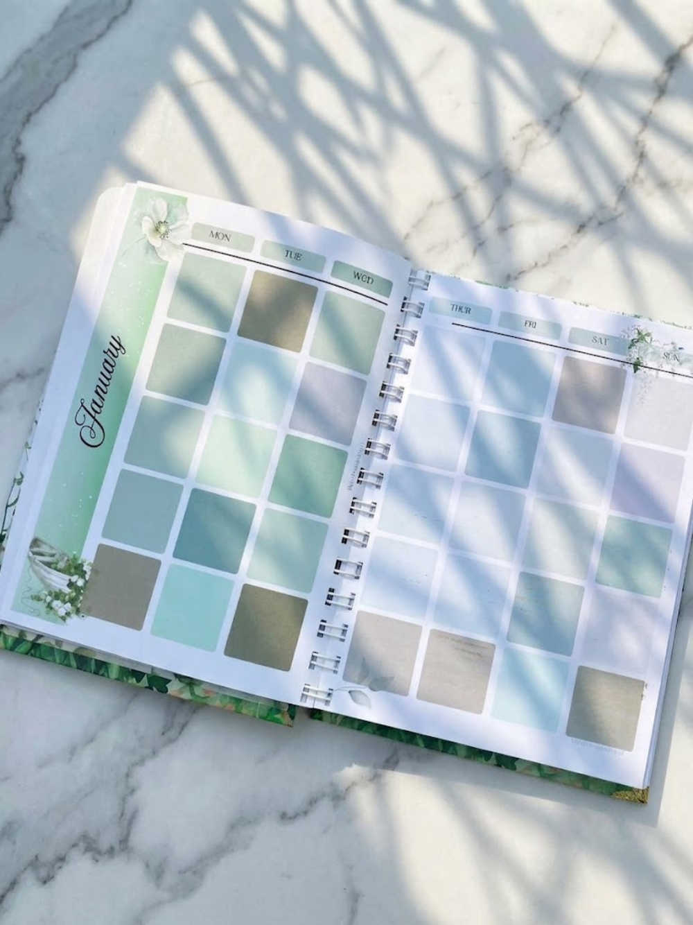 Green Garden Undated A5 Planner | Nature-Inspired Weekly & Monthly Planner by Pluto Designs Studio Papel