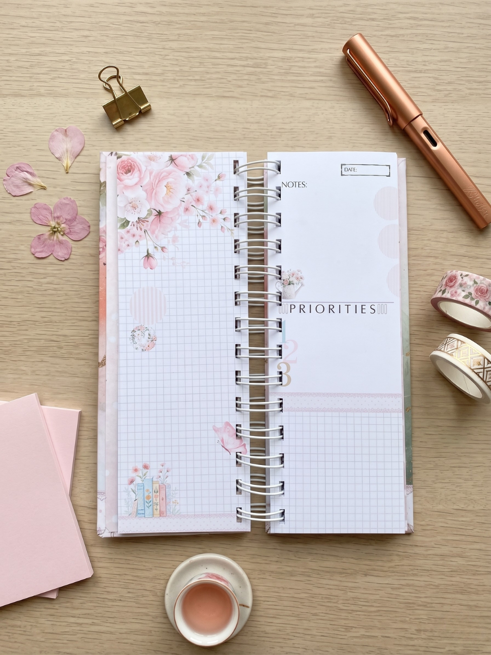Whimsy Bloom Slim Spiral Writing Pad Elegant Slim Spiral Writing Pad | Dreamy Floral Stationery Notepad Planner