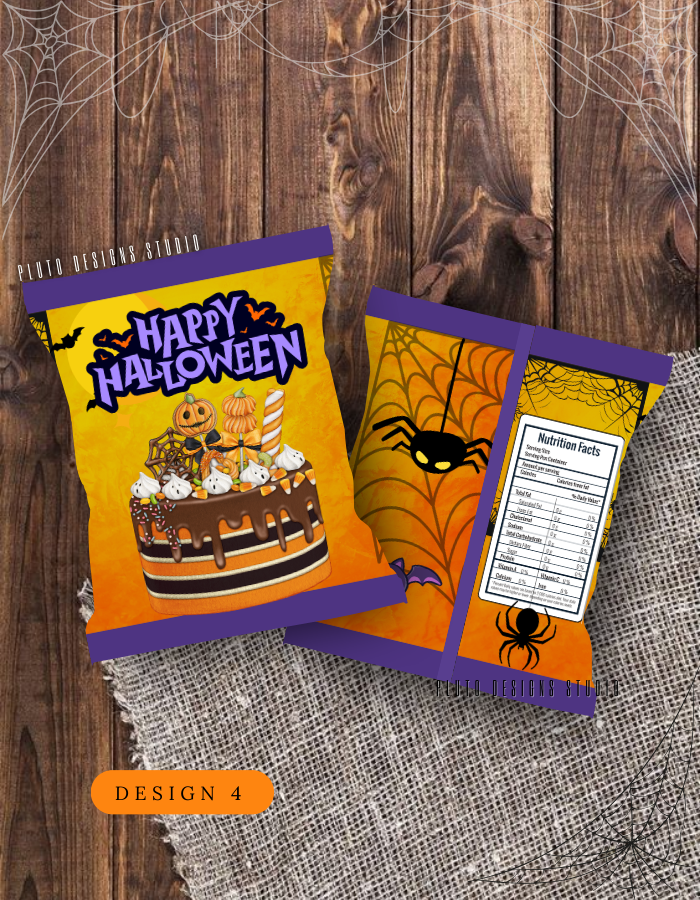 Product Description for Halloween-Themed Chip Bags (10 pcs per pack)