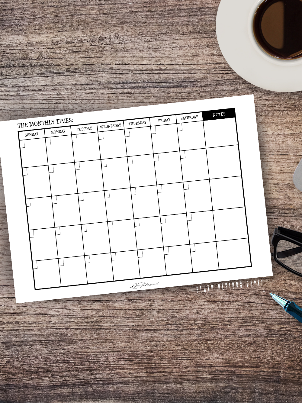 Minimalist Undated Desk Calendar