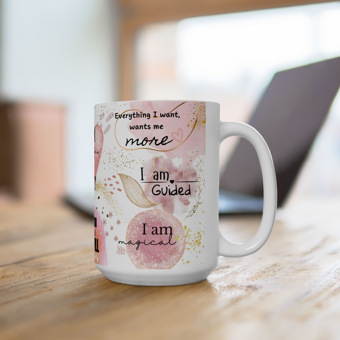 I Am Affirmation Pink Peach Theme Ceramic Mug Morning Coffee Mug Gift for Her