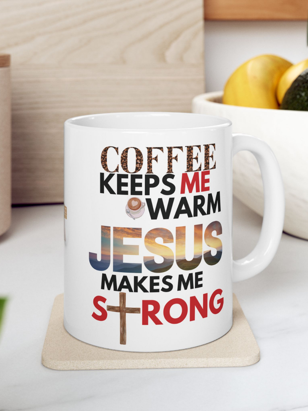 Jesus Makes Me Stronger Christian Coffee Chocolate Faith Ceramic Mug, (11oz, 15oz)