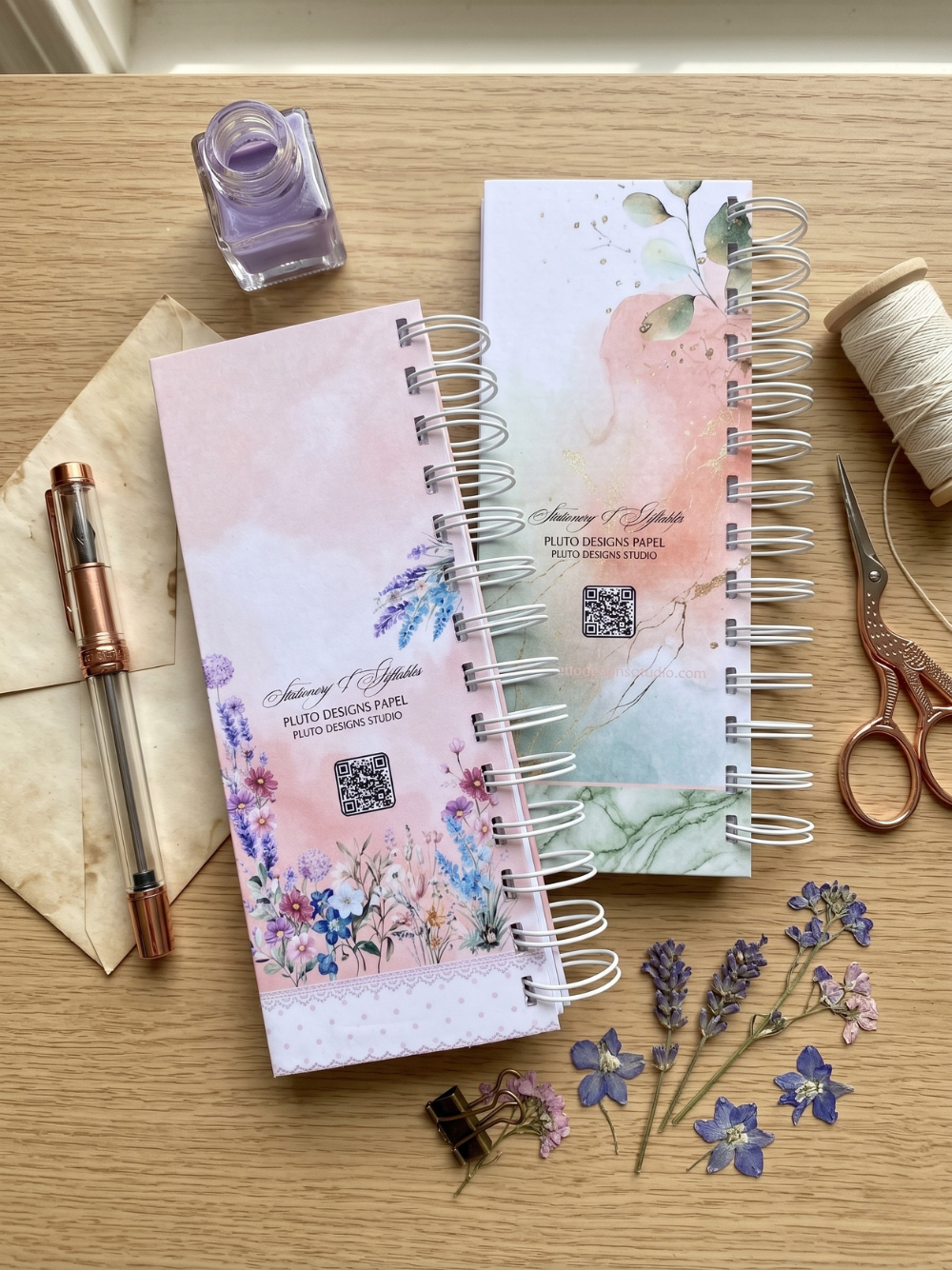 Whimsy Bloom Slim Spiral Writing Pad Elegant Slim Spiral Writing Pad | Dreamy Floral Stationery Notepad Planner