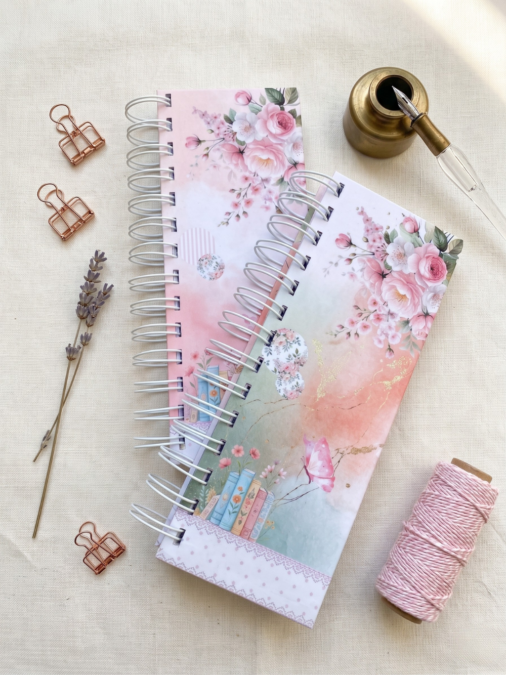 Whimsy Bloom Slim Spiral Writing Pad Elegant Slim Spiral Writing Pad | Dreamy Floral Stationery Notepad Planner