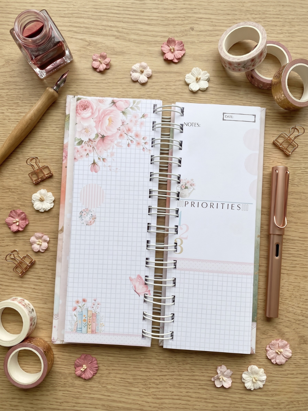 Whimsy Bloom Slim Spiral Writing Pad Elegant Slim Spiral Writing Pad | Dreamy Floral Stationery Notepad Planner