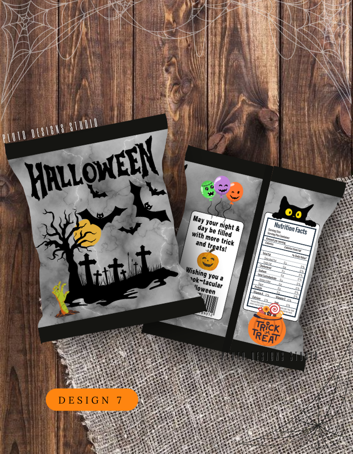 Product Description for Halloween-Themed Chip Bags (10 pcs per pack)