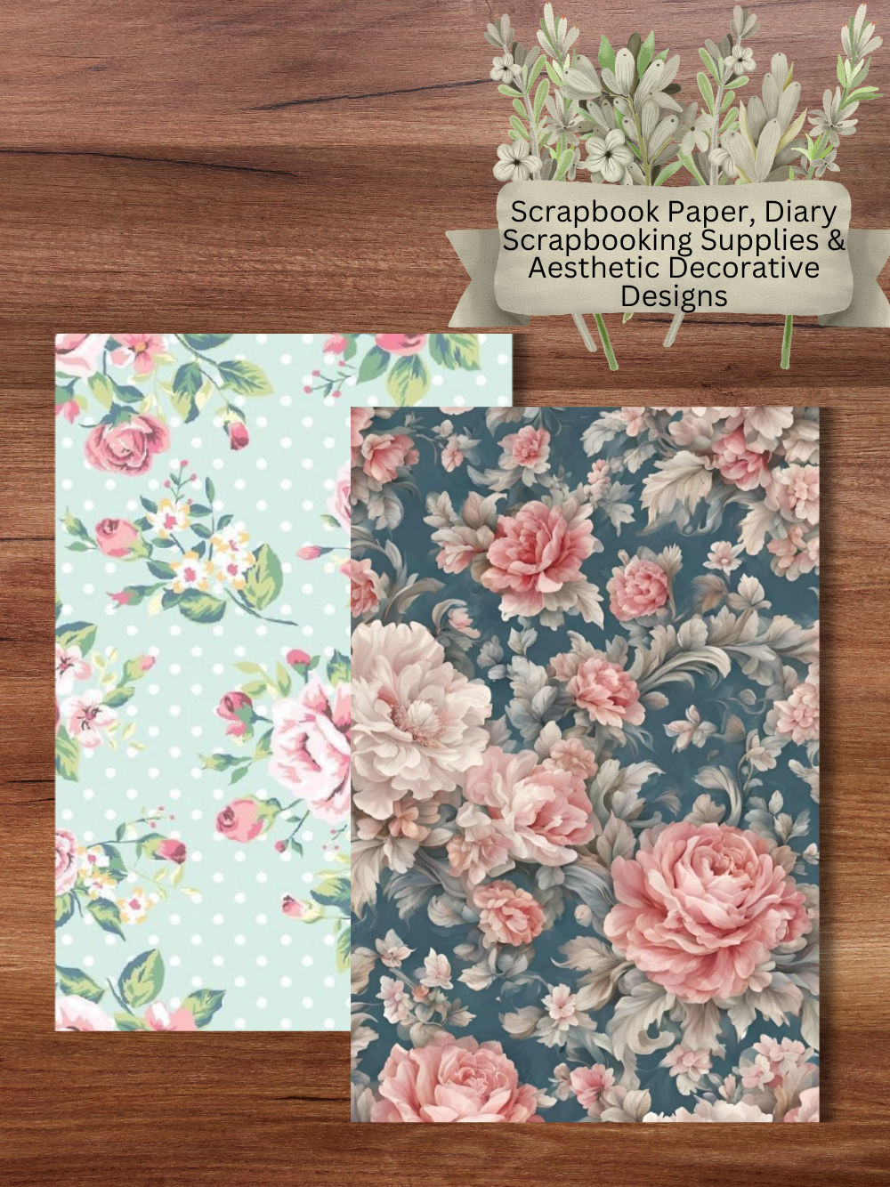Designer Paper Pad – Vintage Florals and Swirls Theme Scrapbook Paper Set
