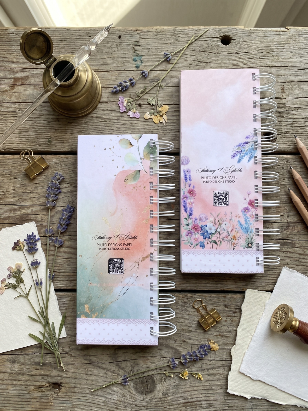 Whimsy Bloom Slim Spiral Writing Pad Elegant Slim Spiral Writing Pad | Dreamy Floral Stationery Notepad Planner
