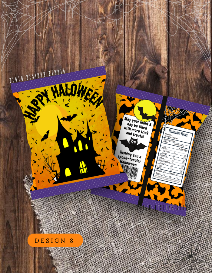 Product Description for Halloween-Themed Chip Bags (10 pcs per pack)