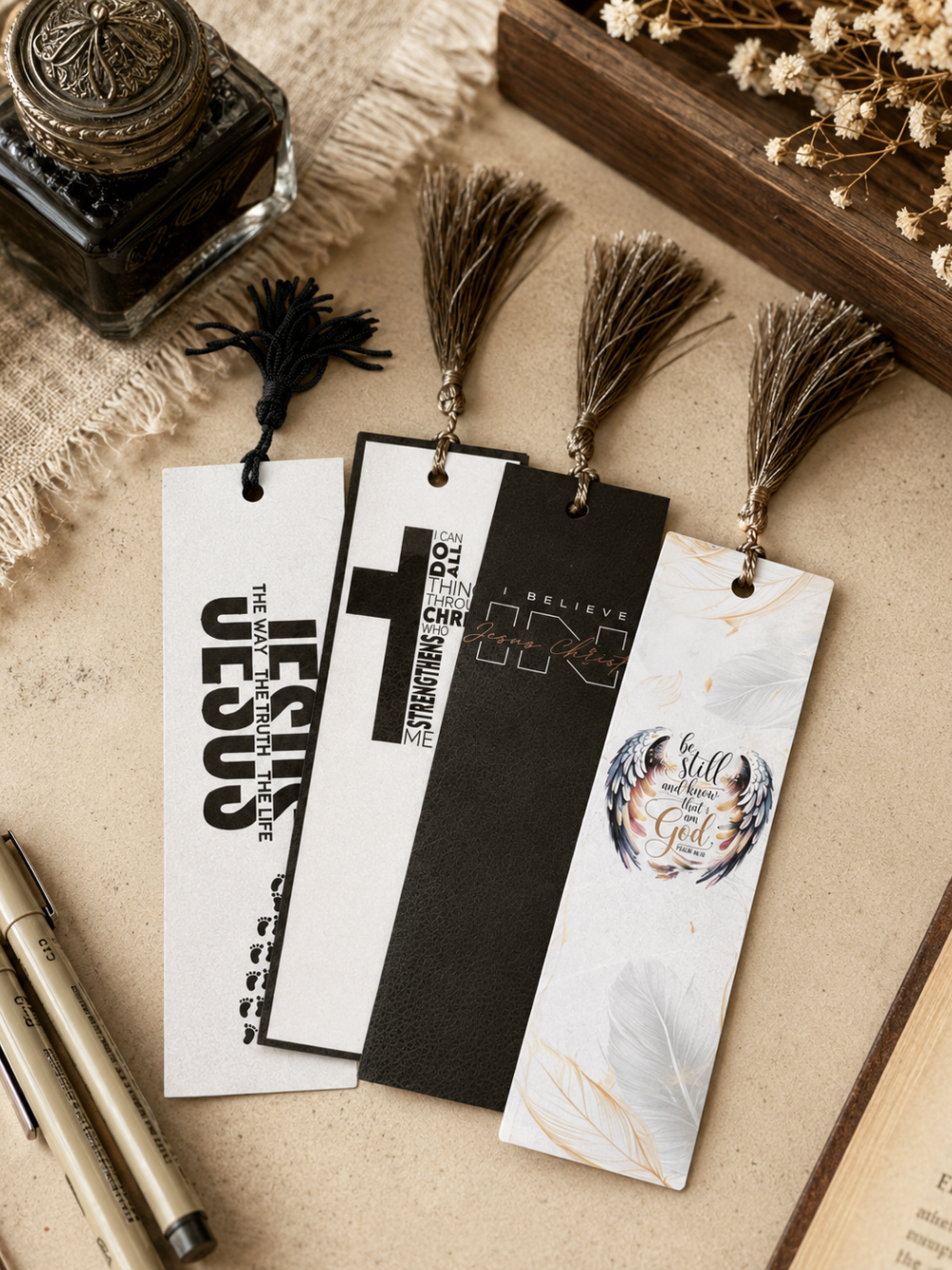 Faith-Themed Bookmark with Tassel | Bible Verse Christian Bookmarks in 8 Designs by Pluto Designs Studio Papel