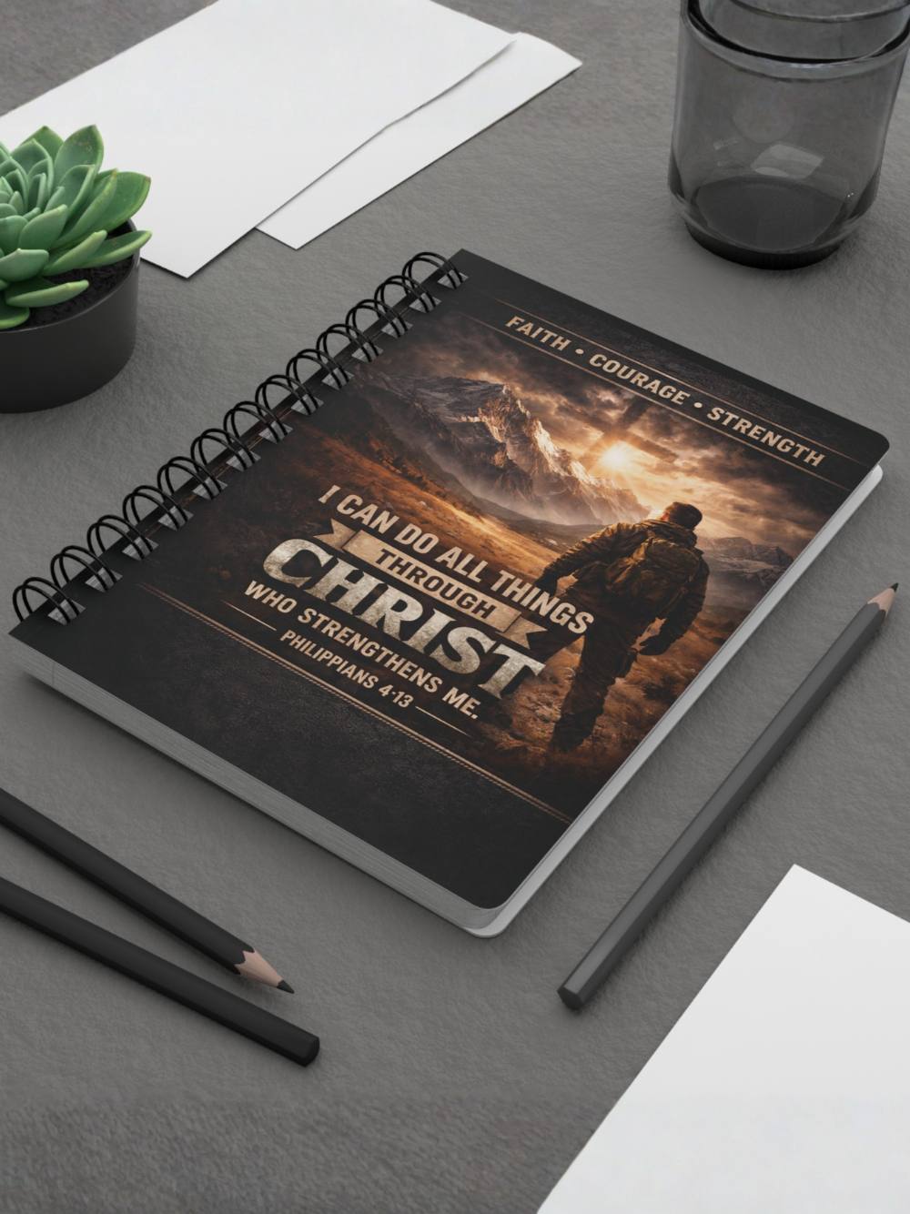 Personalize your Name : Christian Spiral Journal — "I Can Do All Things Through Christ" Inspirational Notebook