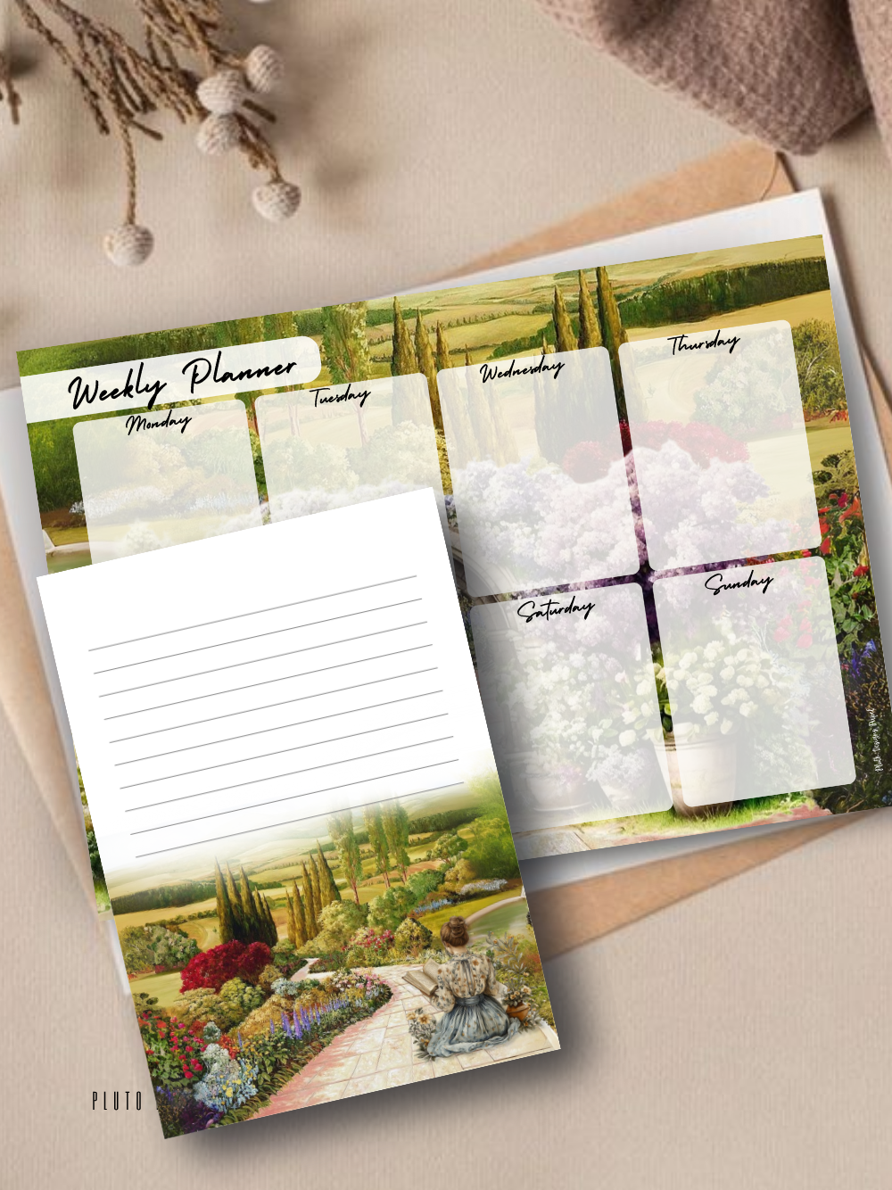 Vintage Weekly Planner & Notepad Set – Collectible Stationery