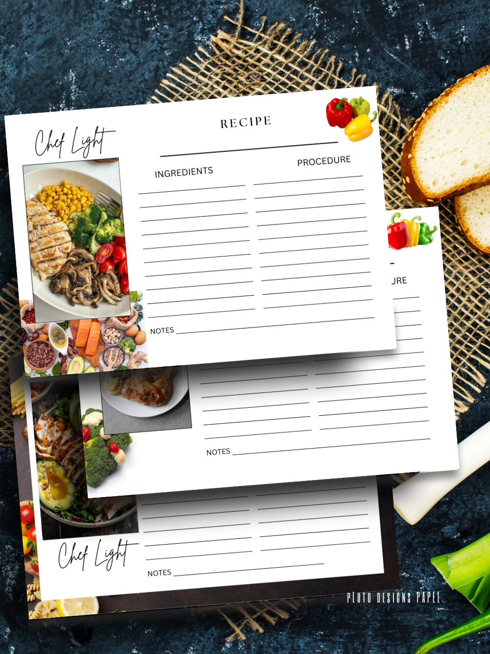 Blank Recipe Cards for Food Kitchen Recipes