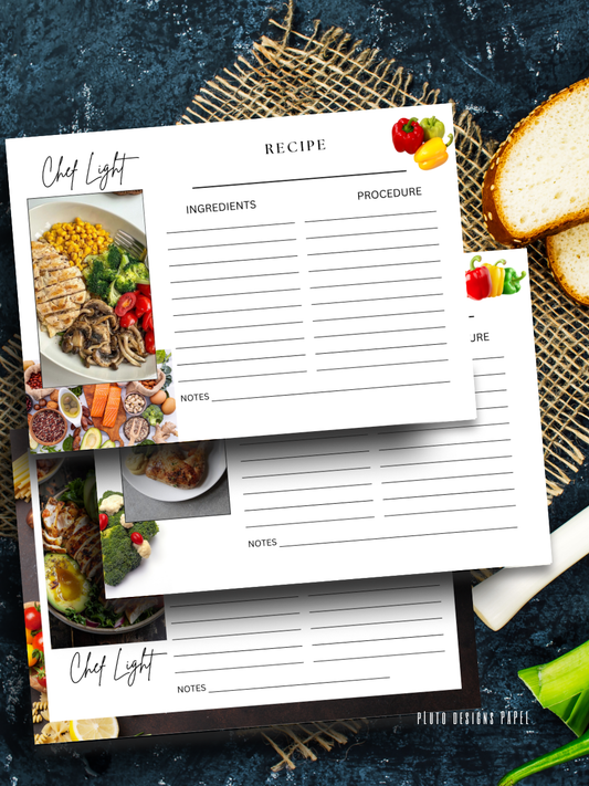 Blank Recipe Cards for Food Kitchen Recipes