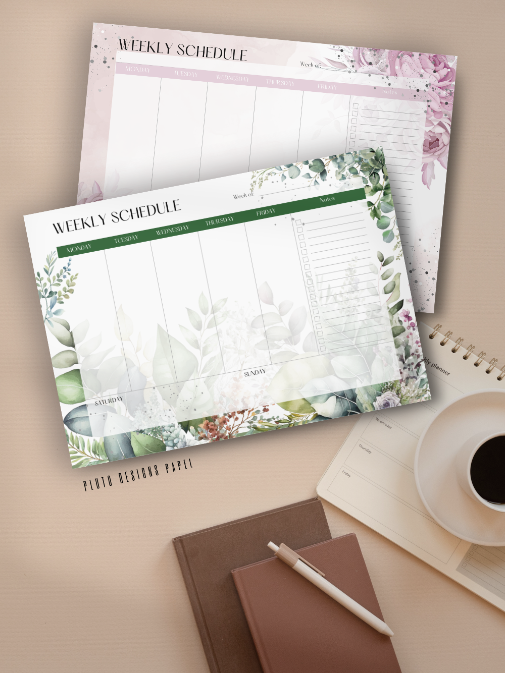 Undated A4 Weekly Planner & Monthly Checklist To-do List – 7 Designs Notes