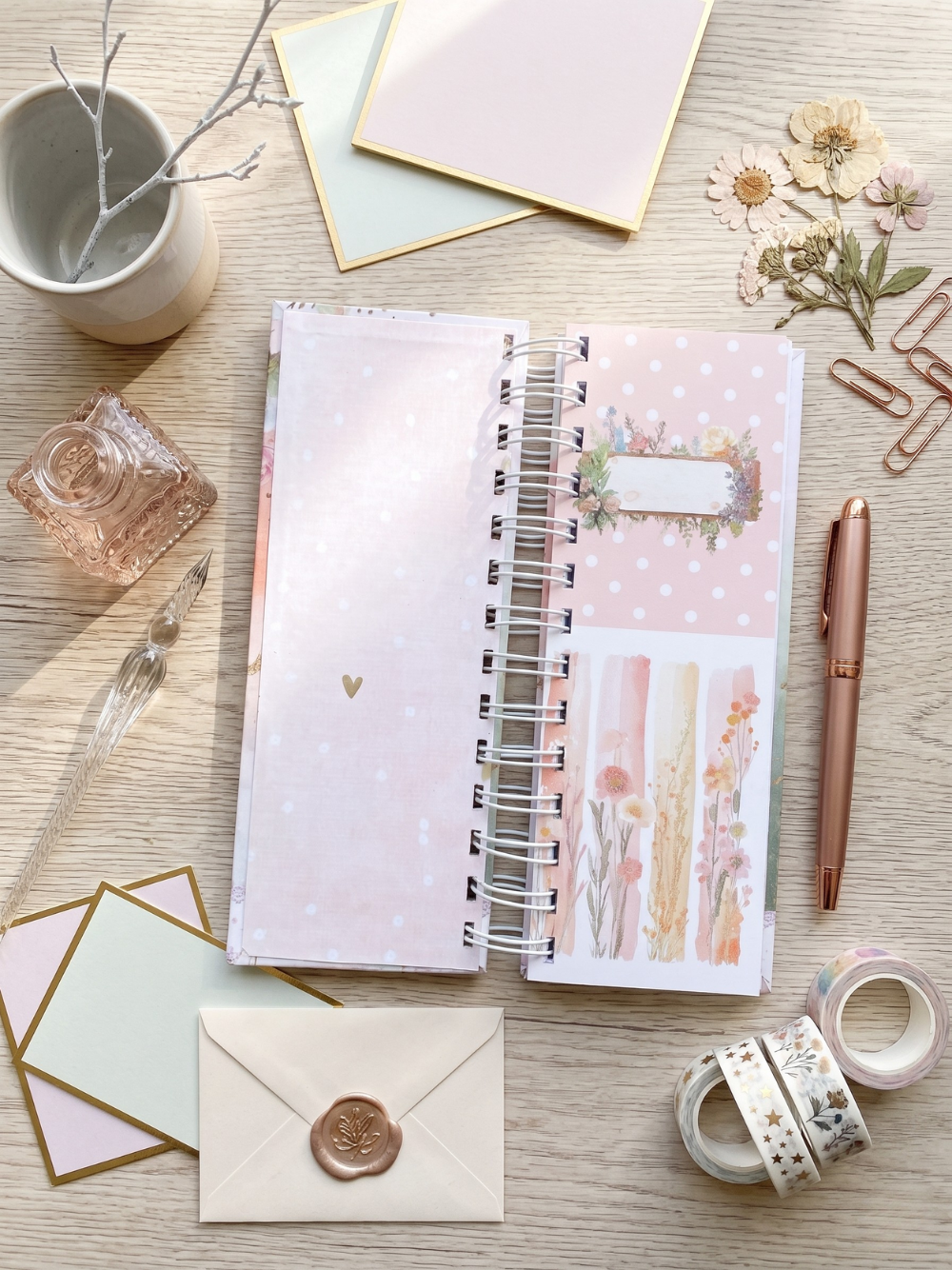 Whimsy Bloom Slim Spiral Writing Pad Elegant Slim Spiral Writing Pad | Dreamy Floral Stationery Notepad Planner