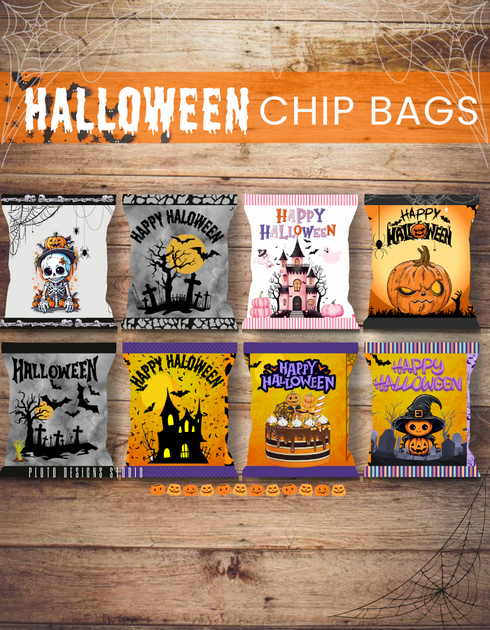 Product Description for Halloween-Themed Chip Bags (10 pcs per pack)