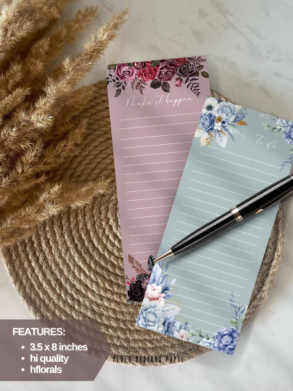 Floral Memo Pad – Notepads Elegant 3-Design Collection