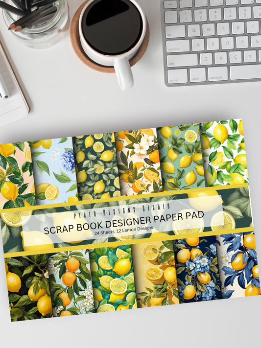 Designer Paper Pad – Lemons & Yellow Theme Scrapbook Paper Set