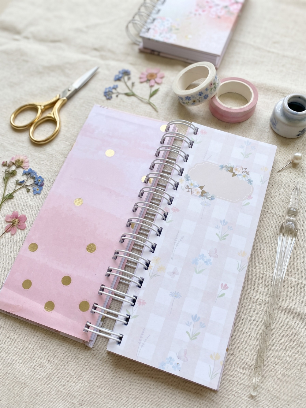 Whimsy Bloom Slim Spiral Writing Pad Elegant Slim Spiral Writing Pad | Dreamy Floral Stationery Notepad Planner