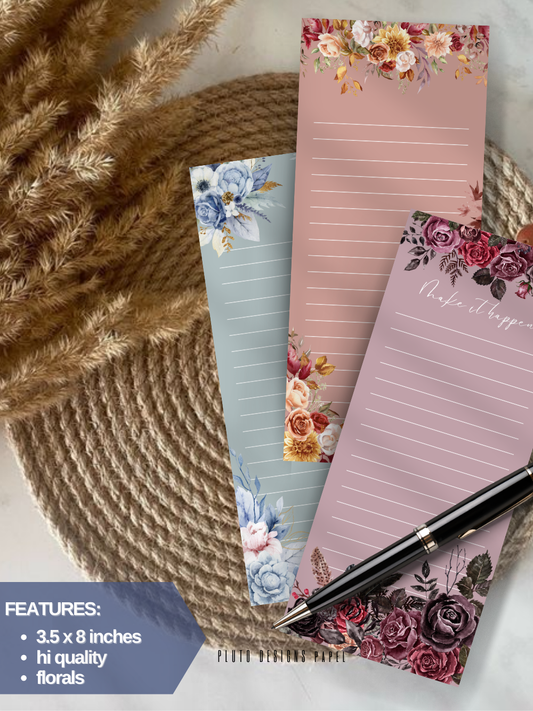 Floral Memo Pad – Notepads Elegant 3-Design Collection