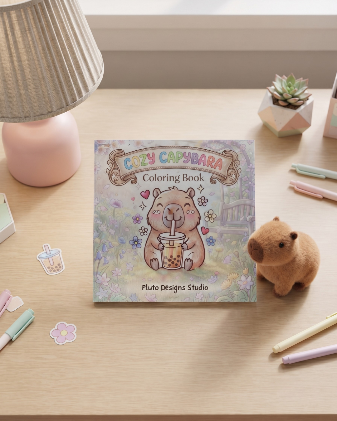 Cute Capybara Coloring Book | Bold & Easy Mini Coloring Book | 4x4 Pocket Coloring Book