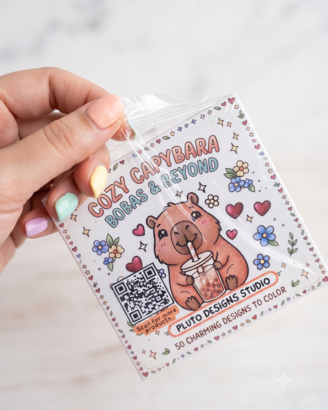 Cute Capybara Coloring Book | Bold & Easy Mini Coloring Book | 4x4 Pocket Coloring Book
