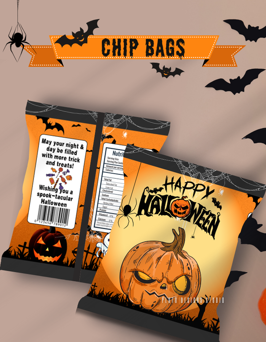 Product Description for Halloween-Themed Chip Bags (10 pcs per pack)