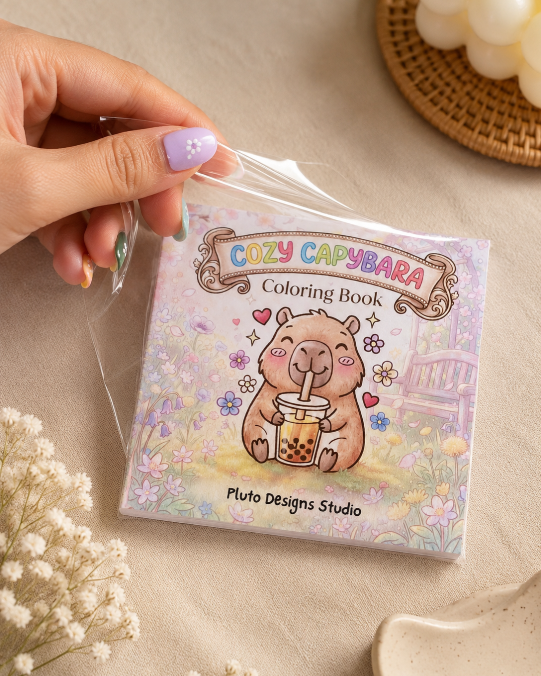 Cute Capybara Coloring Book | Bold & Easy Mini Coloring Book | 4x4 Pocket Coloring Book