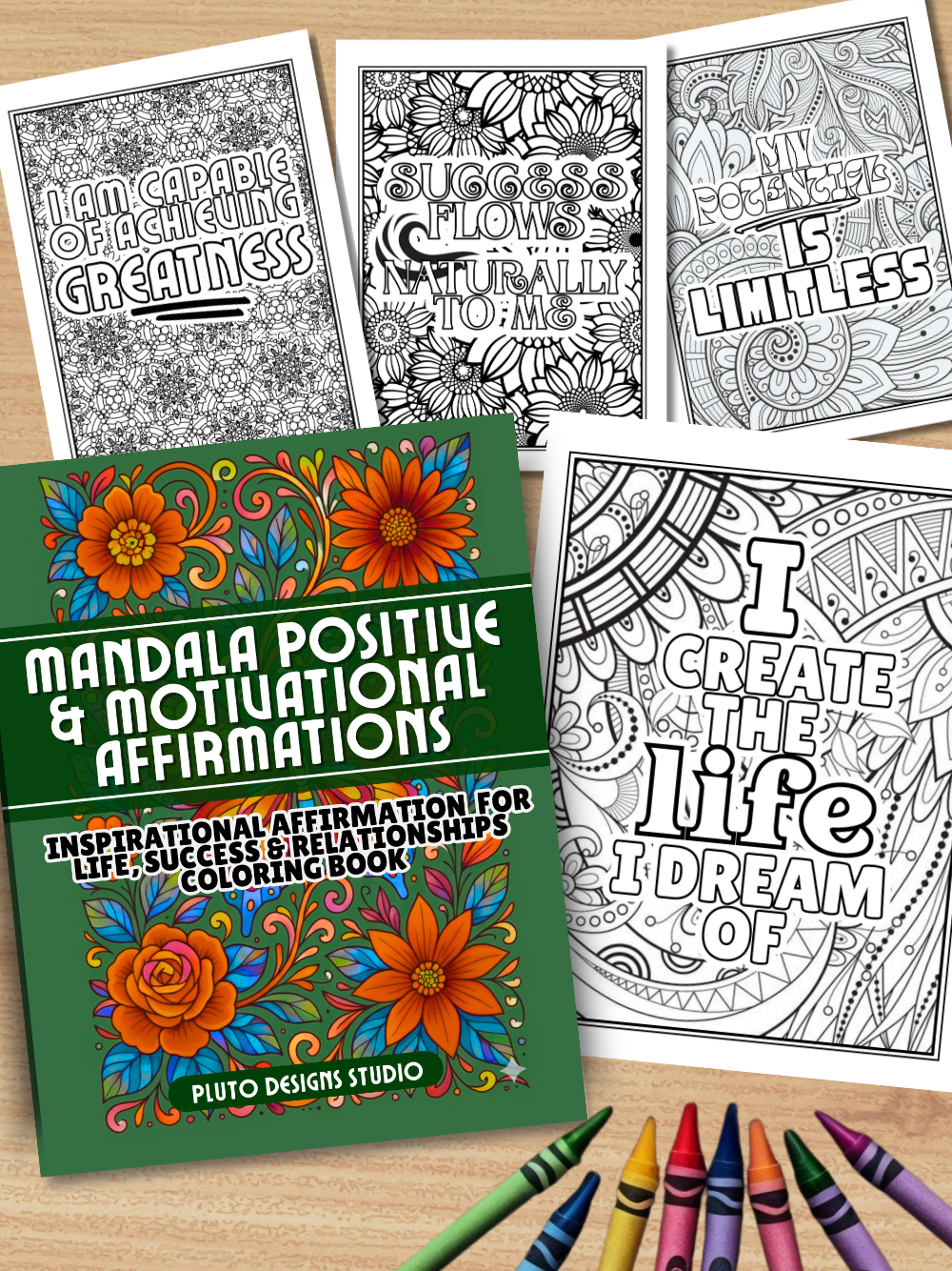 Mandala Positive & Motivational Message for Inspiration Coloring Book for Teens & Adults