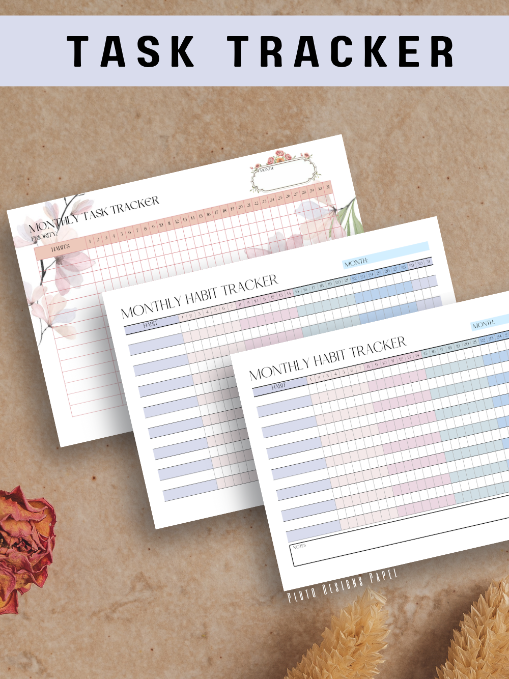 Monthly Habit & Task Tracker – Stay Organized, Stay Inspired Planner