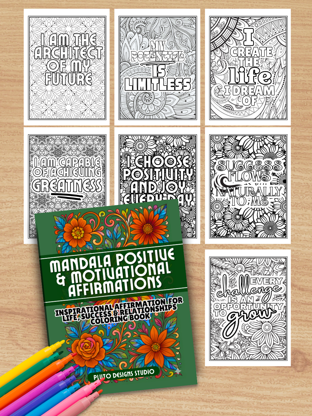 Mandala Positive & Motivational Message for Inspiration Coloring Book for Teens & Adults