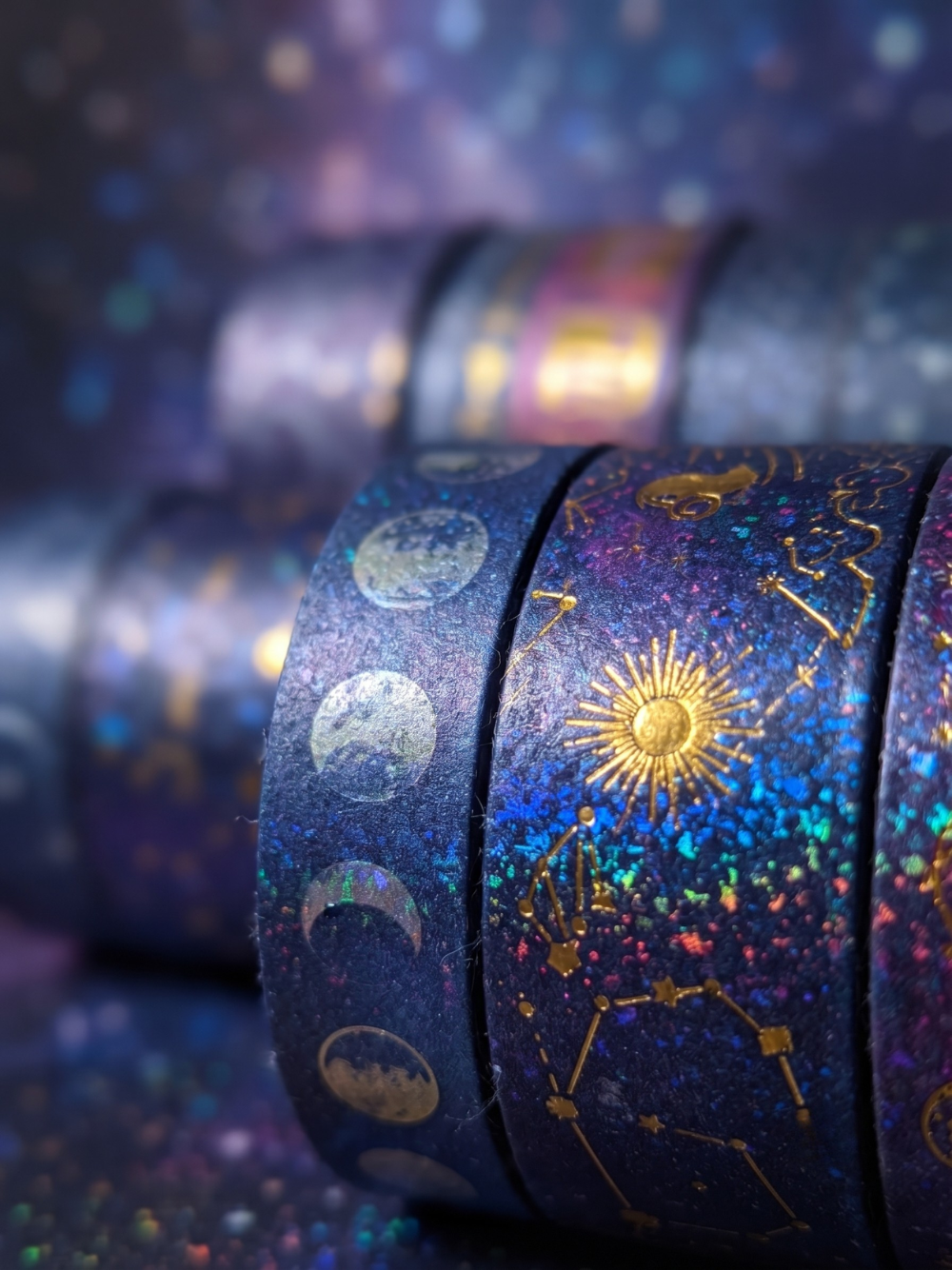 Starry Night Washi Tape Set – 20-Piece Galaxy Washi Tape Collection with Gold & Silver Foil | Decorative Washi Tape for Journaling, Scrapbooking & Crafts