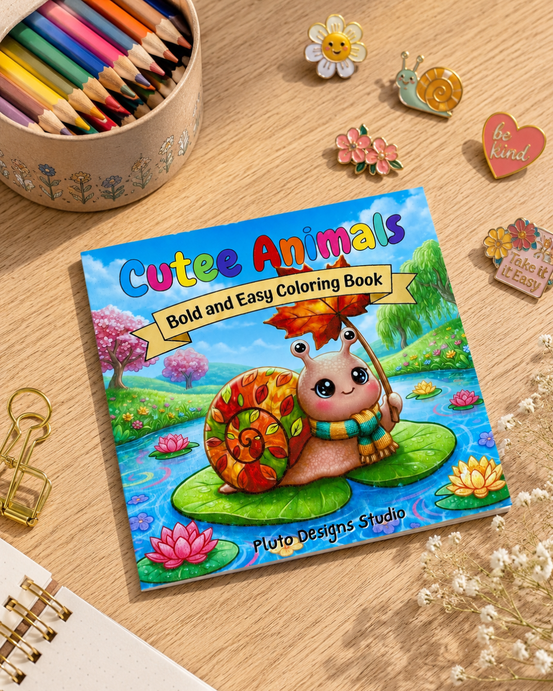 Cute Animal Coloring Book | Bold & Easy Pocket Coloring Book | 4x4 Mini Coloring Book for All Ages