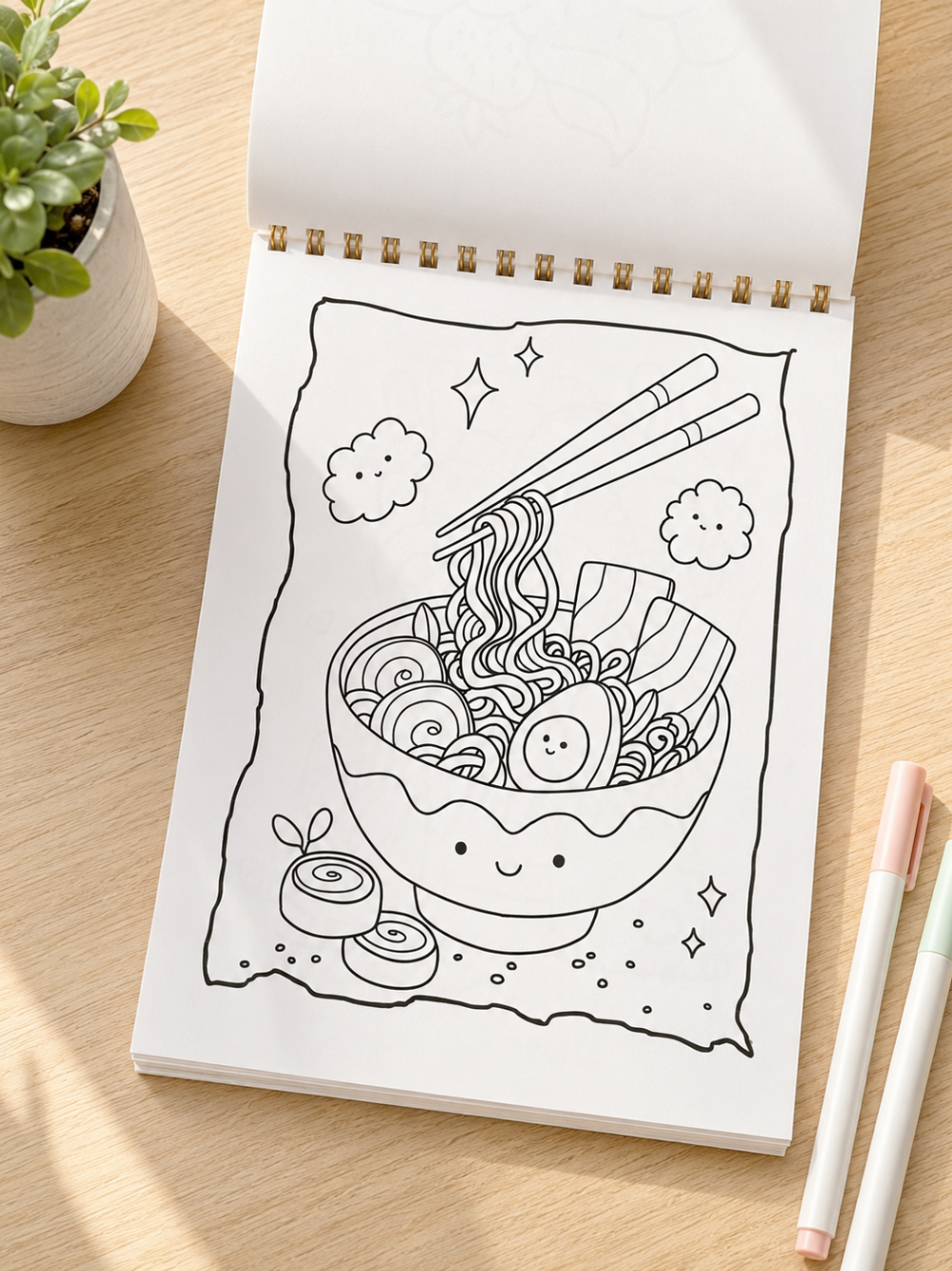 Yummy Food A4 Coloring Book | Bold & Clear Snack Coloring Pages for Kids, Teens, Adults & Seniors by Pluto Designs Studio Papel