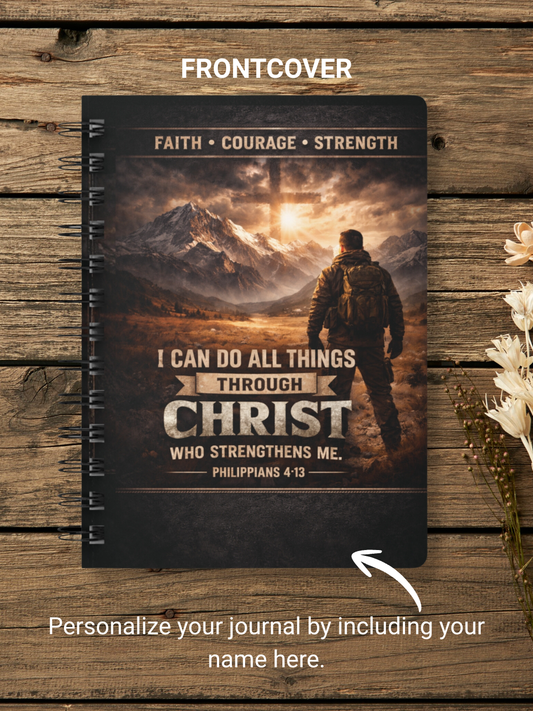 Personalize your Name : Christian Spiral Journal — "I Can Do All Things Through Christ" Inspirational Notebook