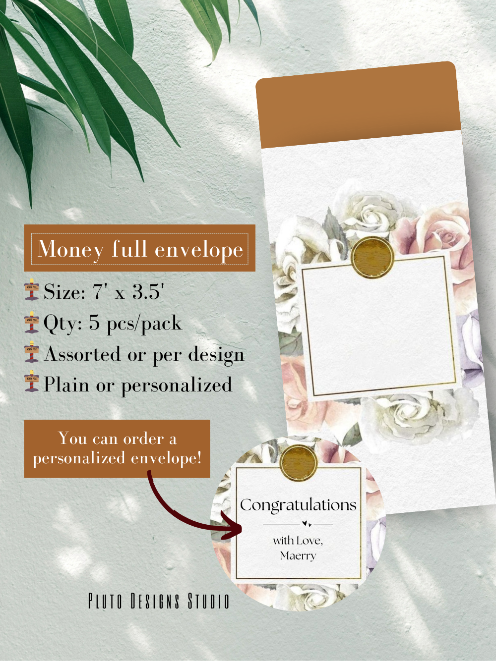Money Envelope Vintage & Elegant Florals Batch Brown Vintage