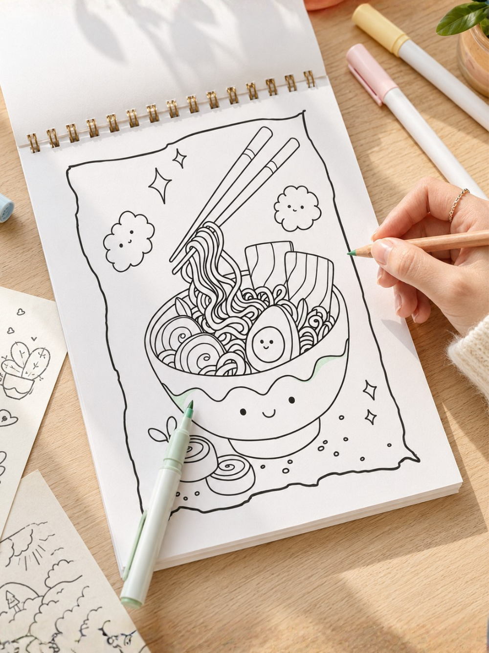 Yummy Food A4 Coloring Book | Bold & Clear Snack Coloring Pages for Kids, Teens, Adults & Seniors by Pluto Designs Studio Papel