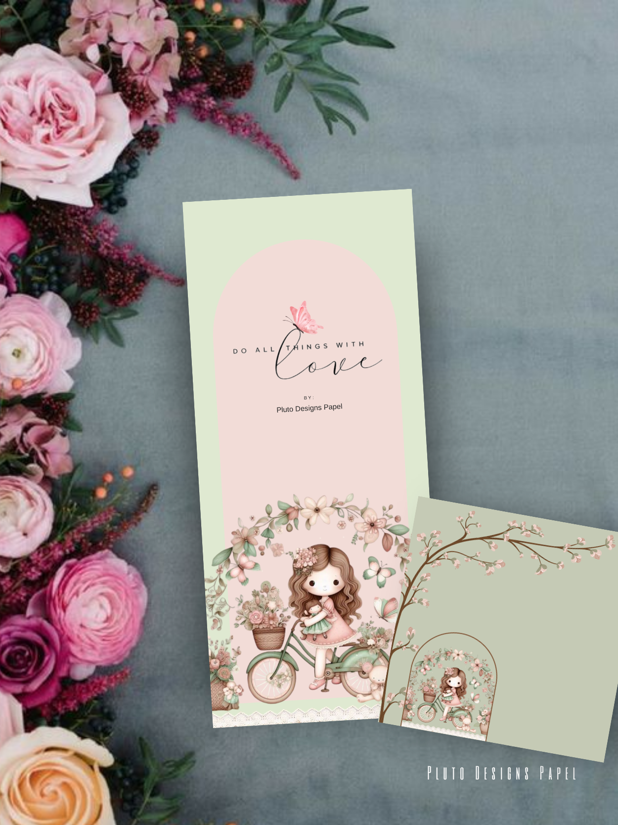 Girls Romantic Love Notepad Set – Long Pad &amp; Square Memo Pad | Pretty Floral Stationery | Cute Aesthetic Notes | Perfect for School, Work & Gifting