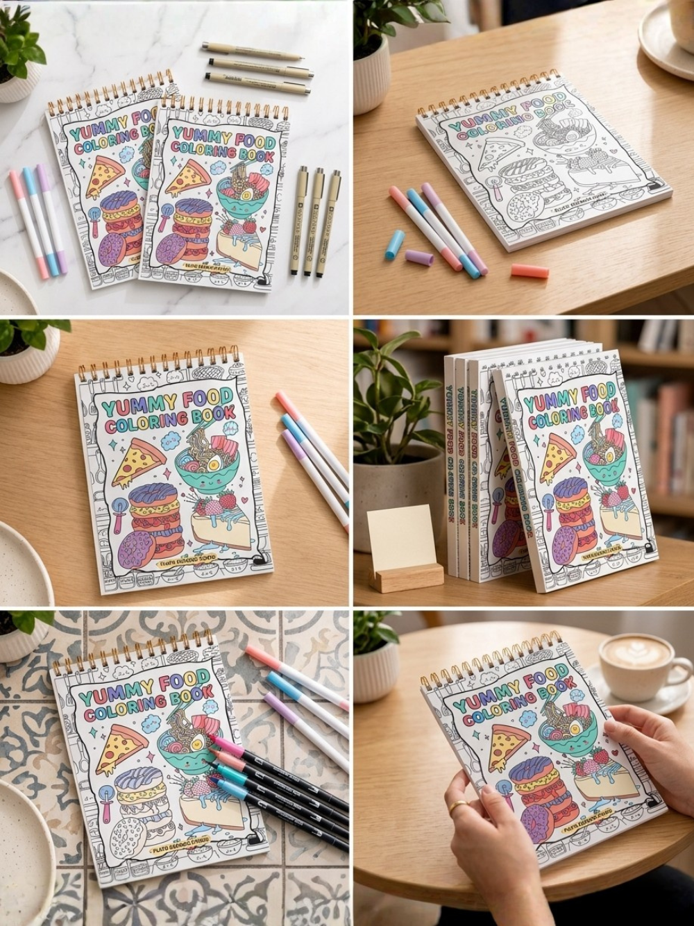 Yummy Food A4 Coloring Book | Bold & Clear Snack Coloring Pages for Kids, Teens, Adults & Seniors by Pluto Designs Studio Papel