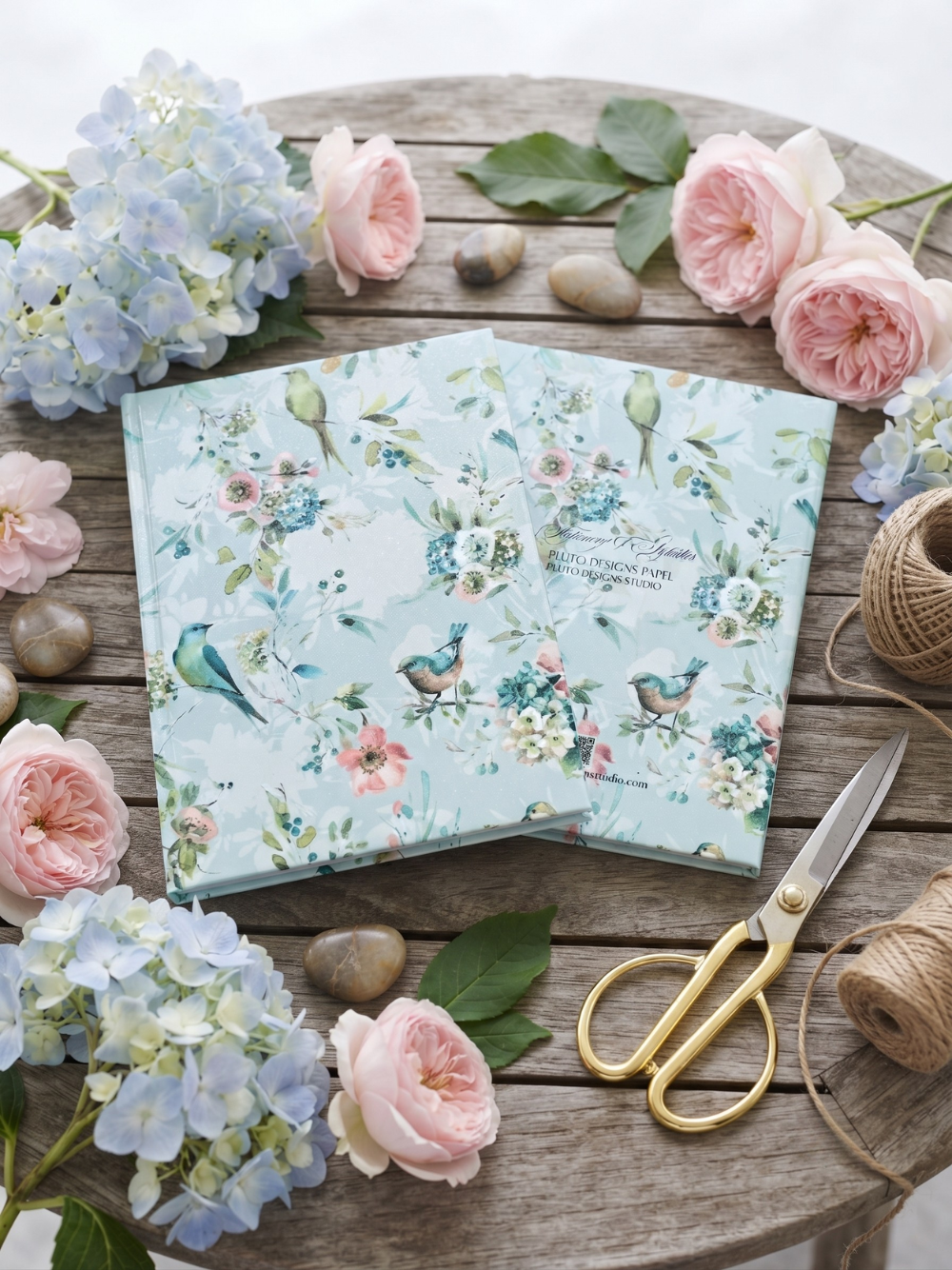 Birds & Blooms Glitter Hardcover A5 Notebook with Sticker Pack | Unlined Colored Page Notebook by Pluto Designs Studio Papel