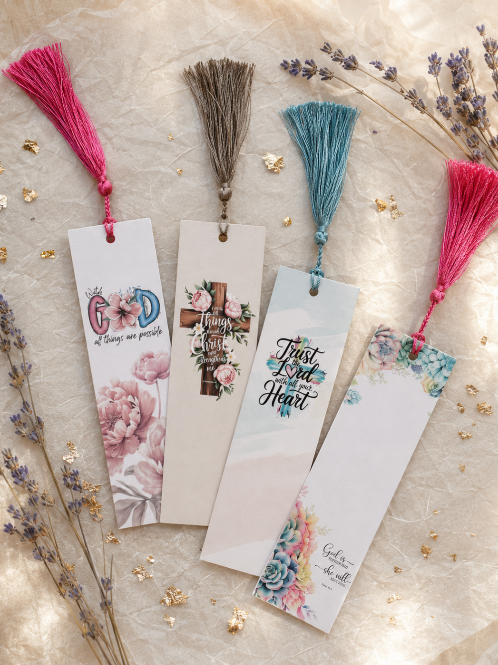 Faith-Themed Bookmark with Tassel | Bible Verse Christian Bookmarks in 8 Designs by Pluto Designs Studio Papel
