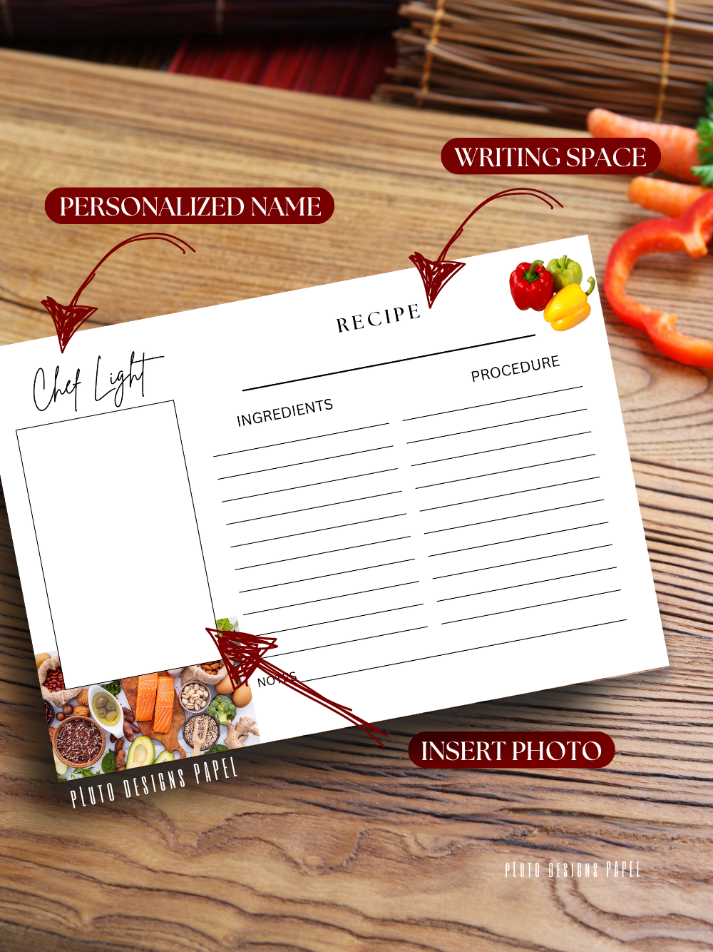Blank Recipe Cards for Food Kitchen Recipes