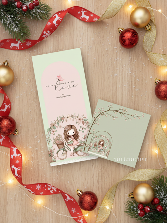 Girls Romantic Love Notepad Set – Long Pad &amp; Square Memo Pad | Pretty Floral Stationery | Cute Aesthetic Notes | Perfect for School, Work & Gifting