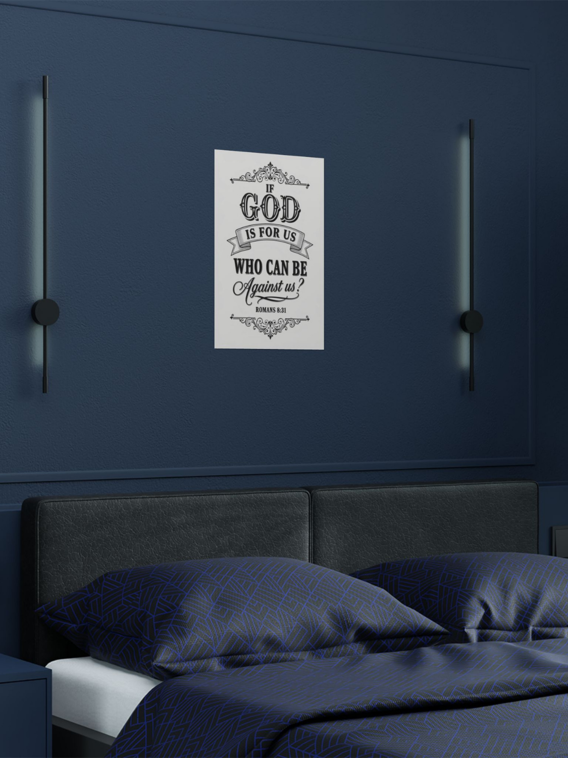 Romans 8:31 'If God Is For Us Who Can Be Against Us?' Satin Poster