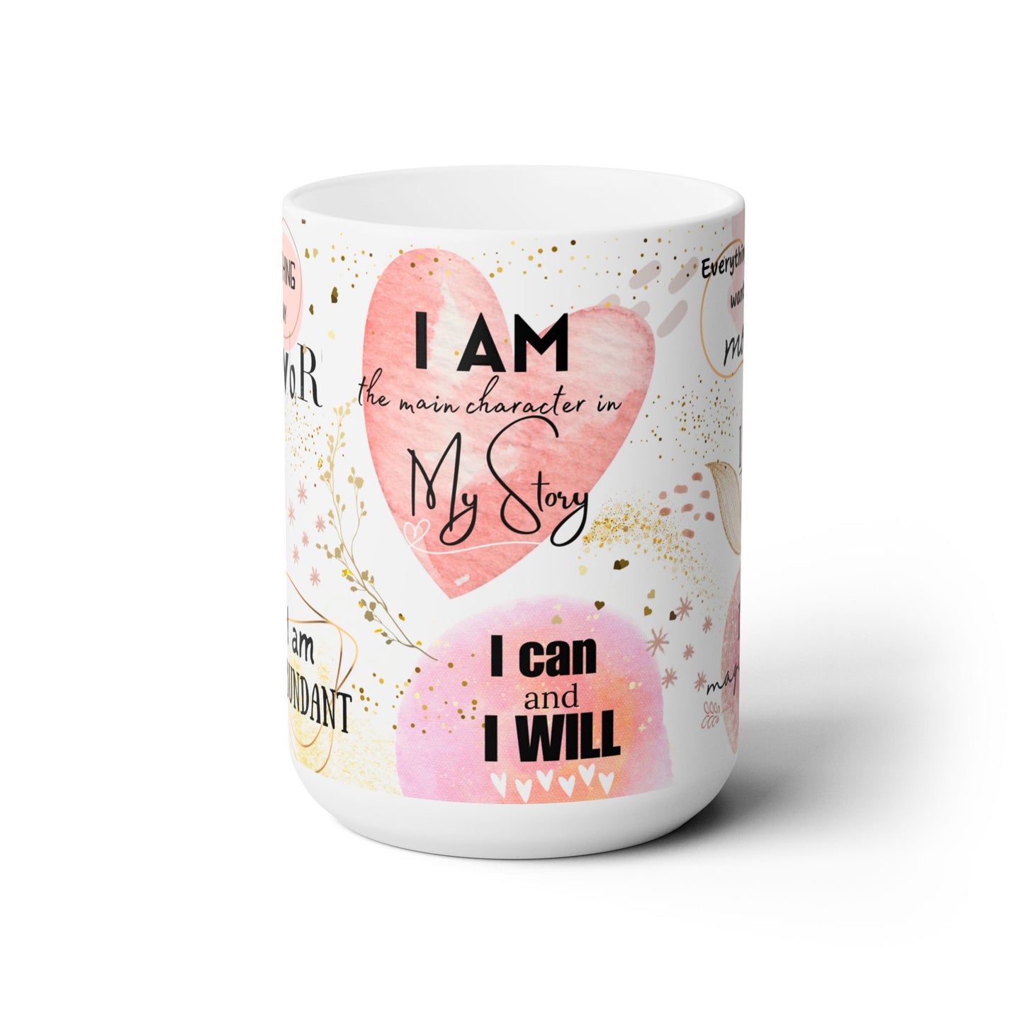 I Am Affirmation Pink Peach Theme Ceramic Mug Morning Coffee Mug Gift for Her